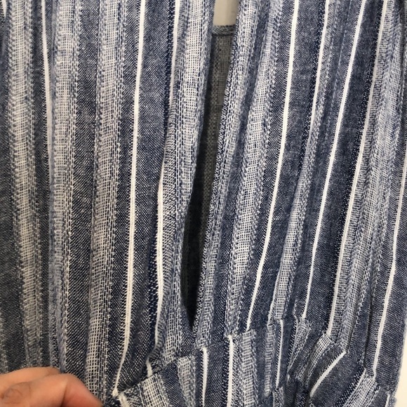 ANTHROPOLOGIE Cloth & Stone Linen Jumpsuit Blue Sleeveless Romper Size Small - Picture 12 of 13